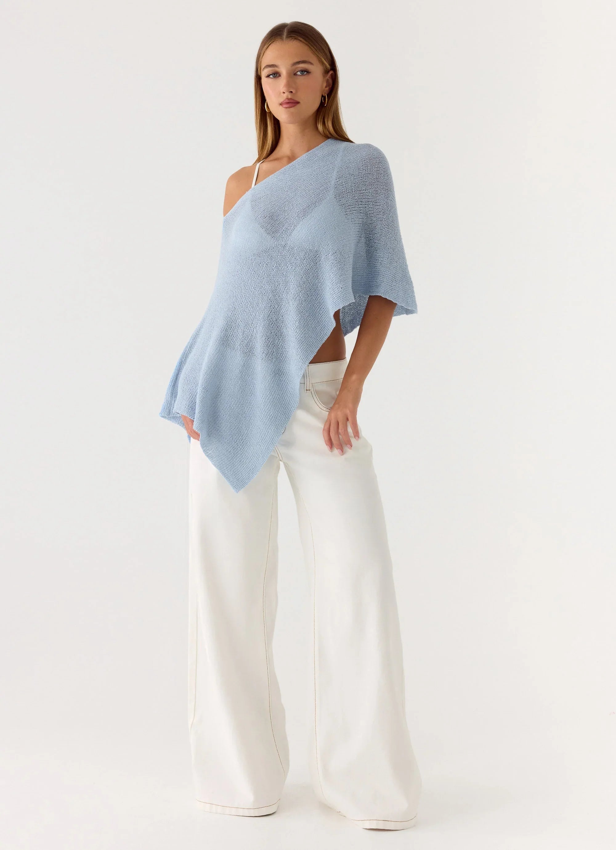 Yas Knit Cape - Blue