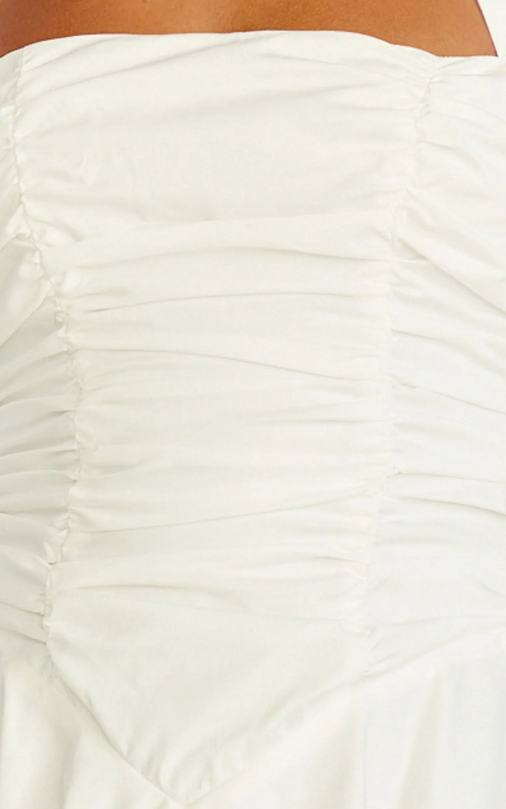 Anya Mini Dress - Halter Neck Gathered Top Drop Waist Fit And Flare Dress in White