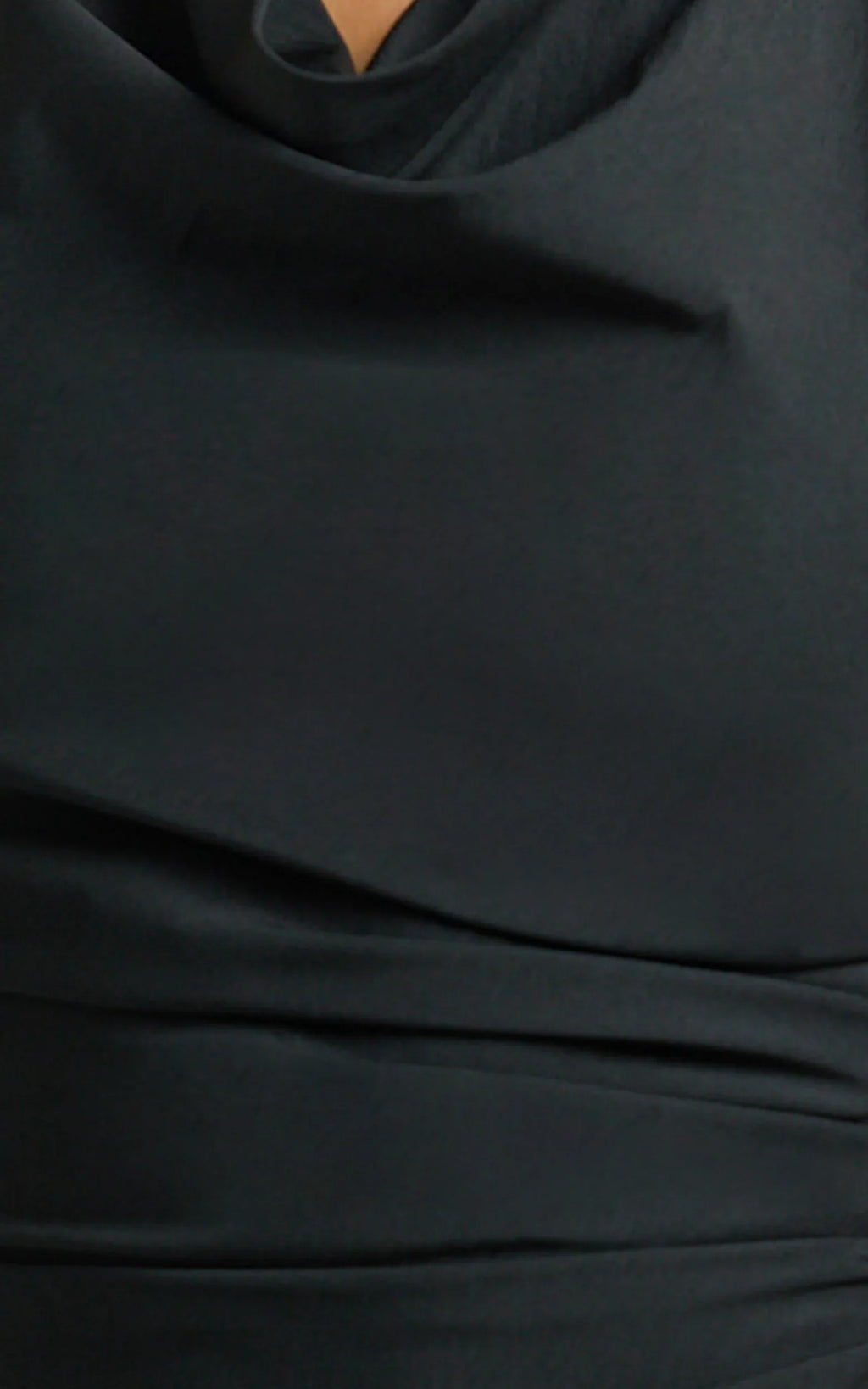 Finn Midi Dress - Folded Cowl Halter With Front Leg Split in Black