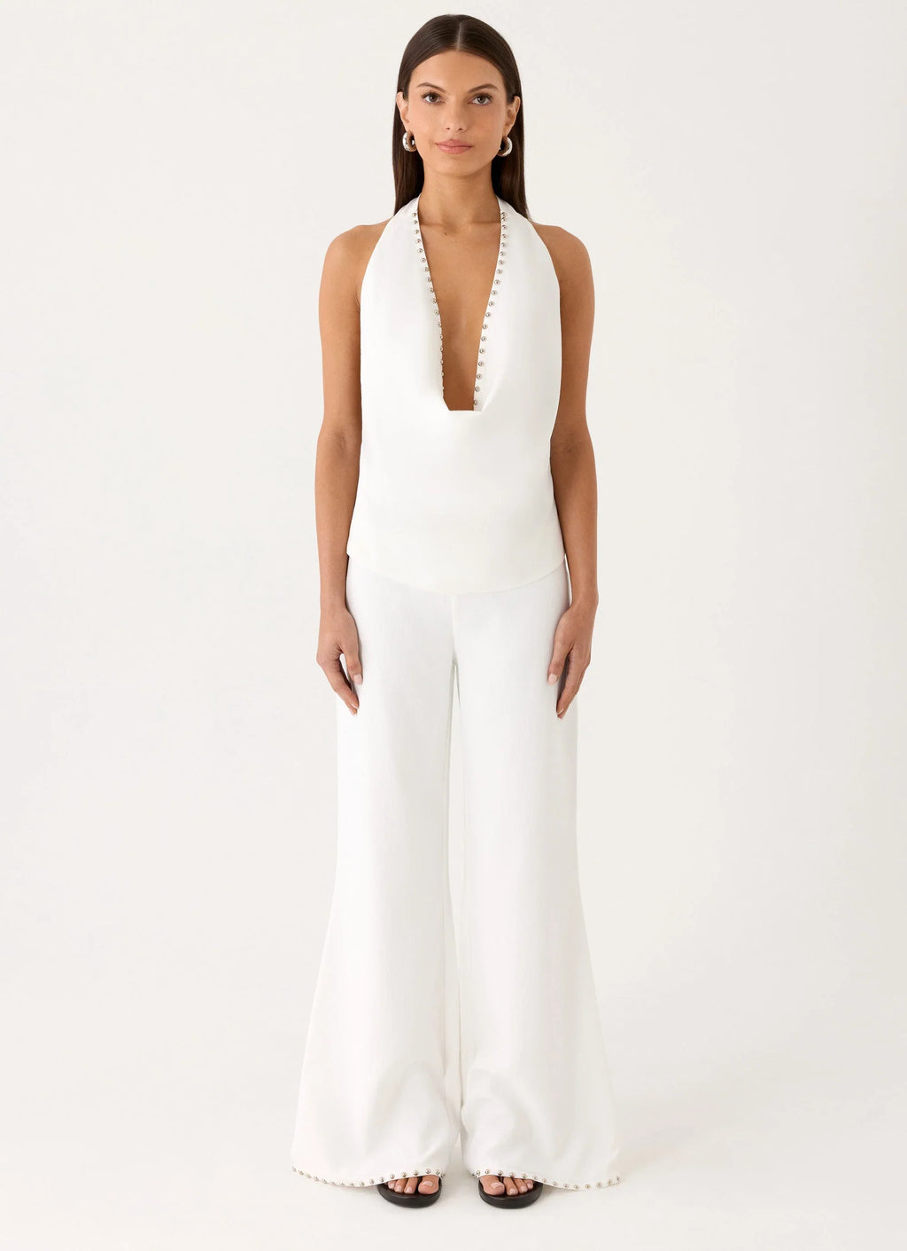 Ashika Studded Top - White