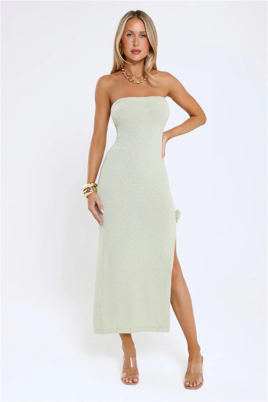 Tidal Glow Strapless Maxi Dress Green