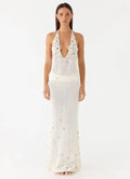Adelaida Beaded Crochet Maxi Skirt - Ivory