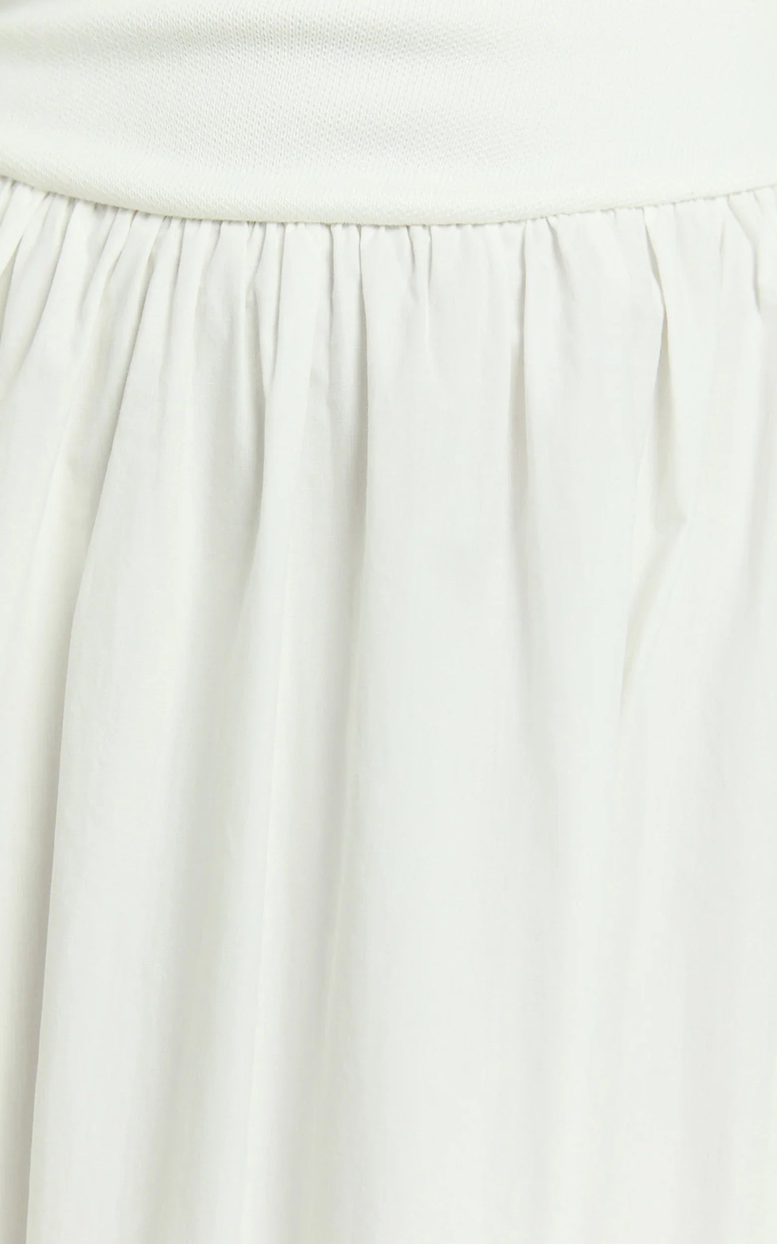 Murphy Midi Dress - Scoop Neck Straight Drop Waist Gathered Skirt Knit And Poplin Dress in White