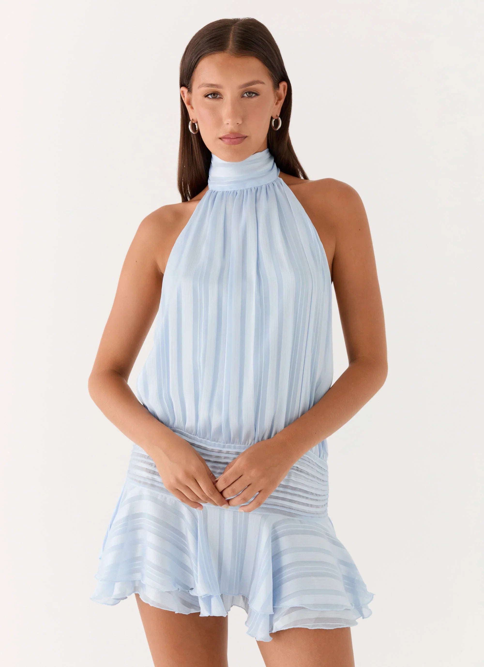 Willow Chiffon Mini Dress - Blue