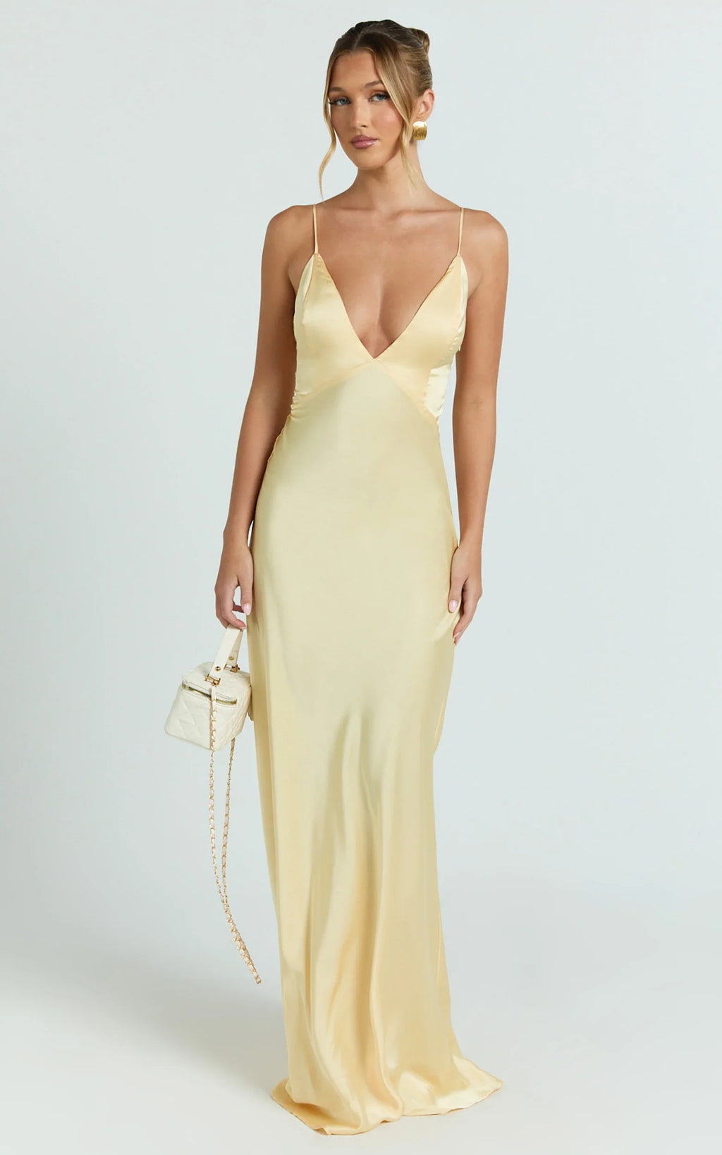Quincy Maxi Dress - Satin Slip Dress in Lemon