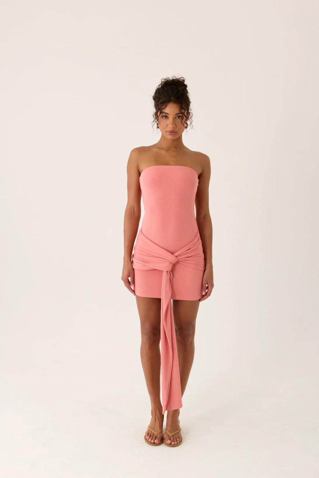 Jiliana Strapless Mini Dress - Coral