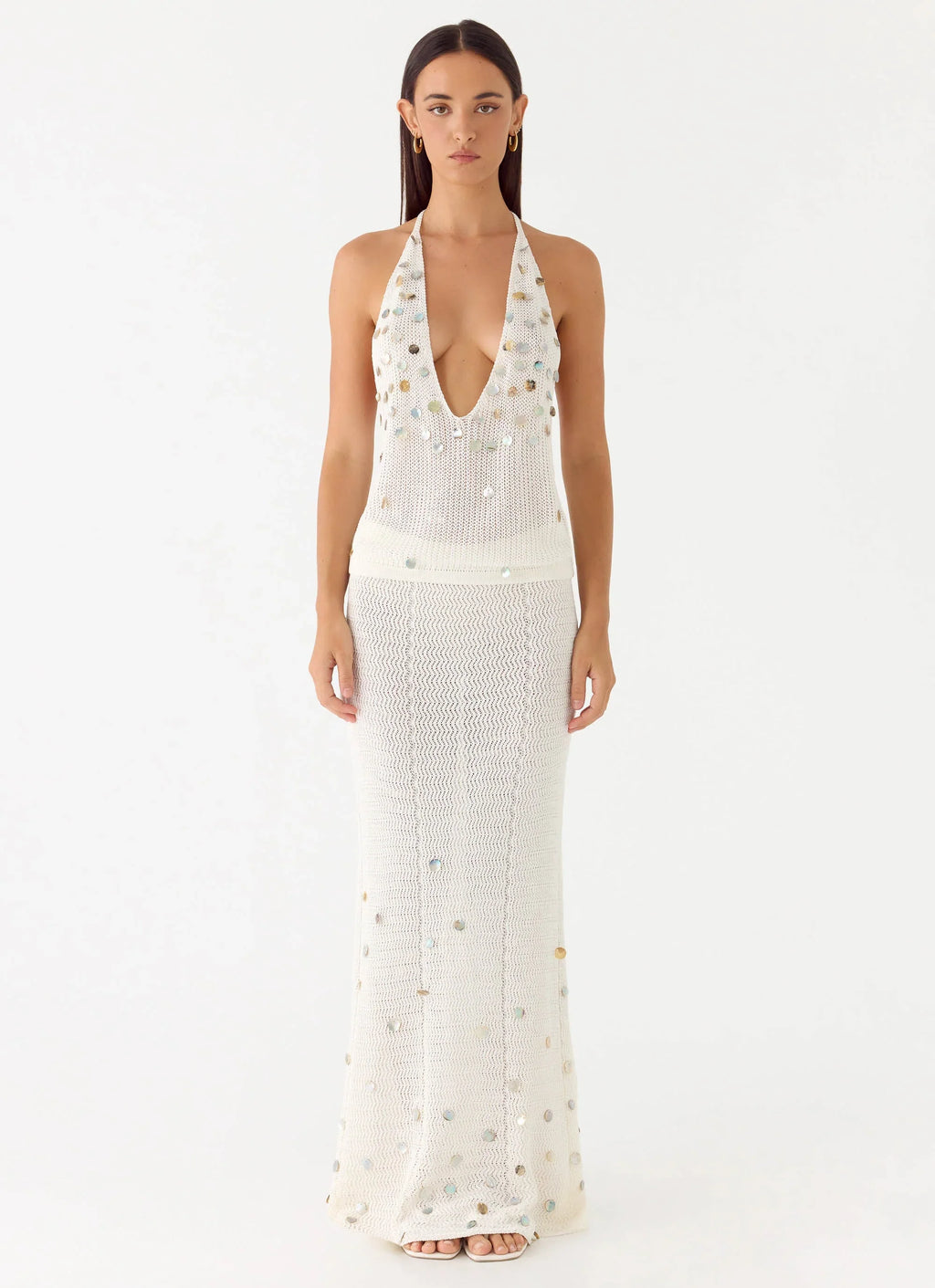 Adelaida Beaded Crochet Top - Ivory