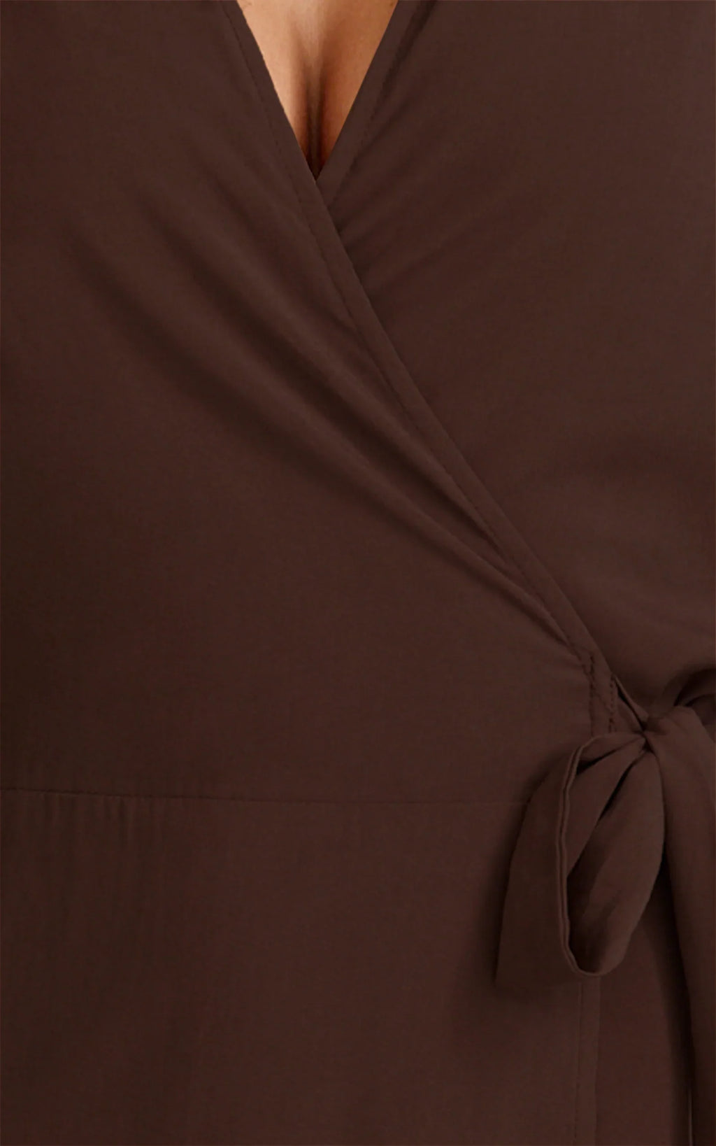 Erin Mini Dress - Longsleeve Wrap Shirt Dress in Chocolate