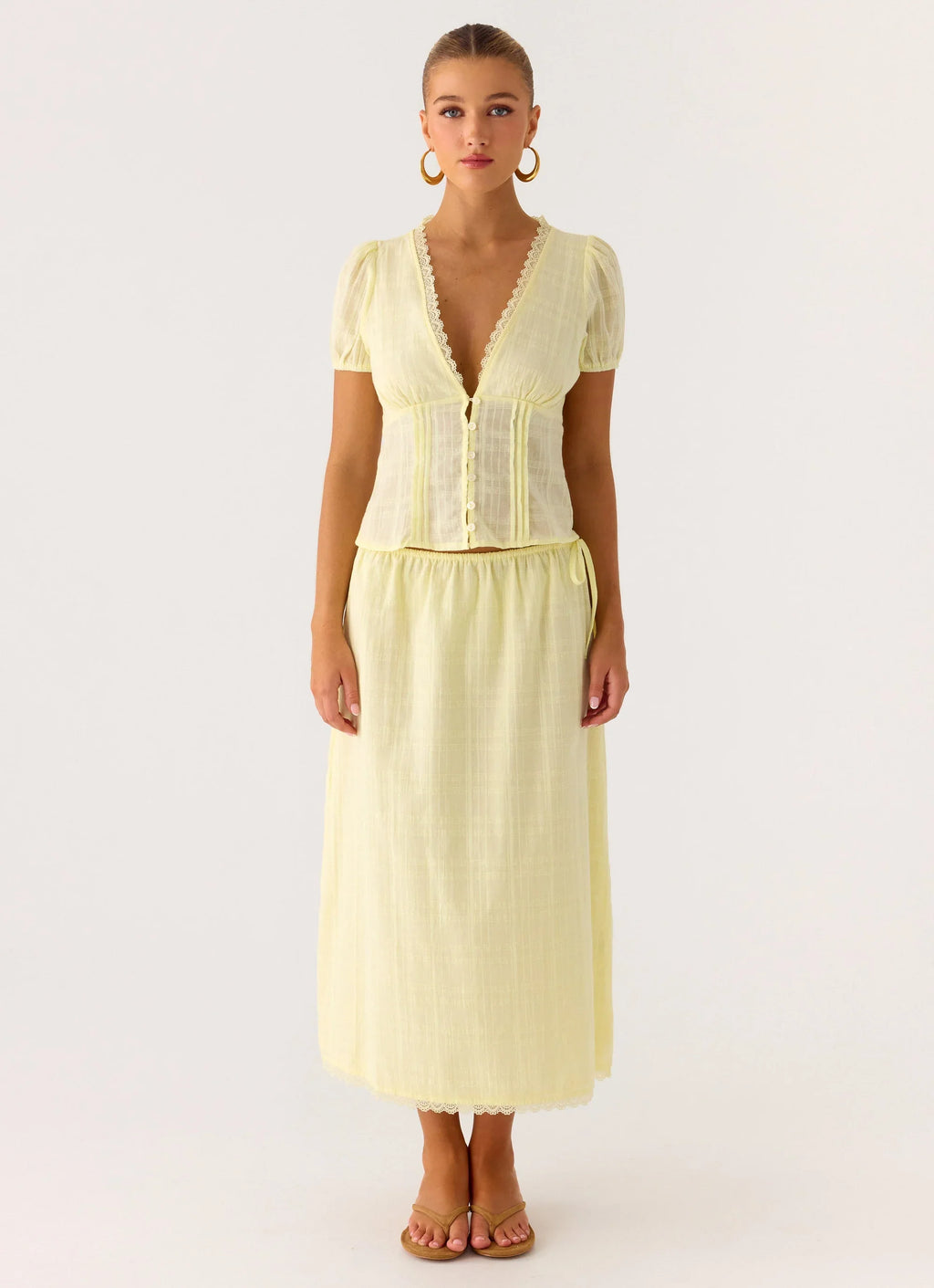 Sweet Lullaby Button Up Shirt - Lemon Yellow