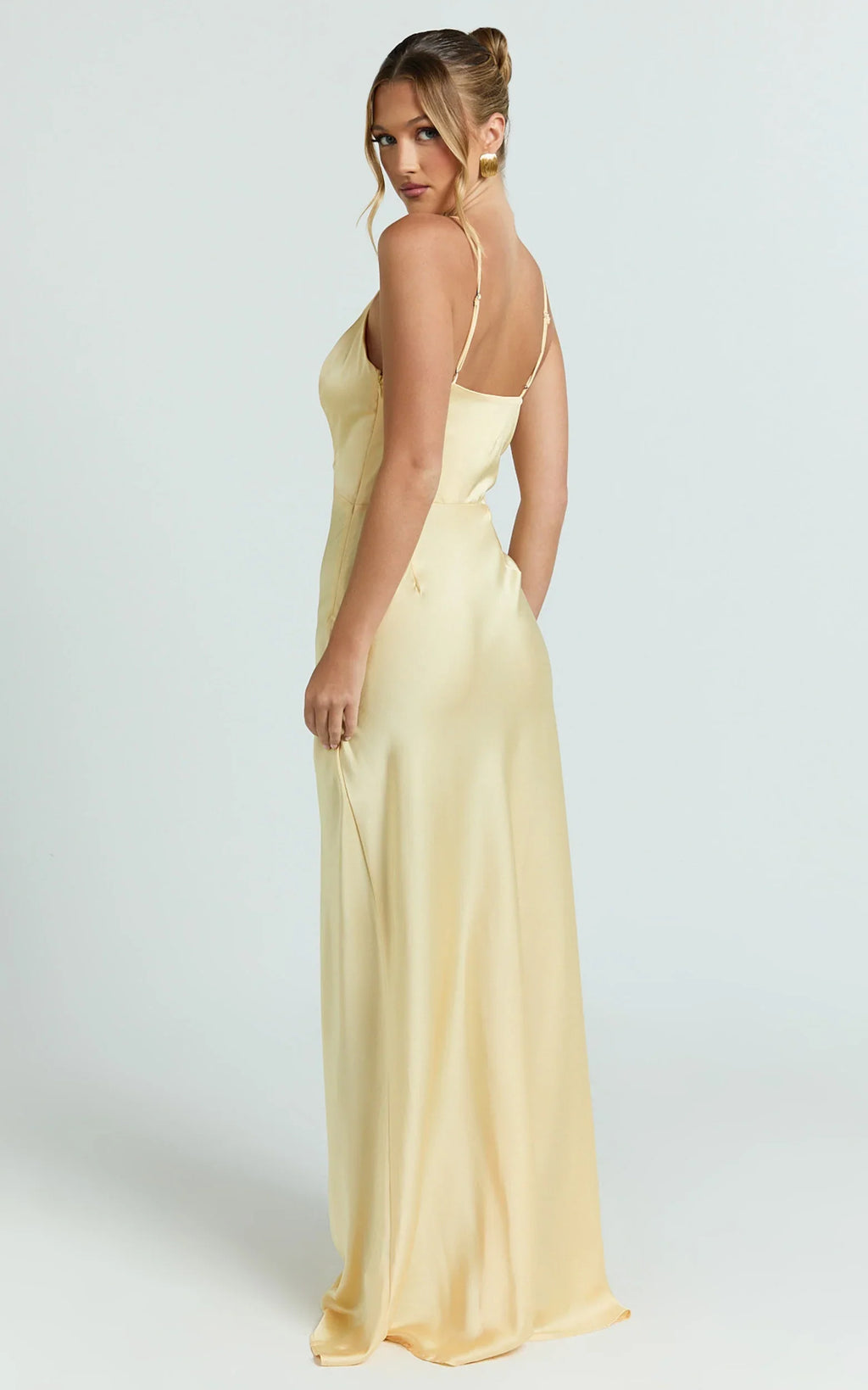 Quincy Maxi Dress - Satin Slip Dress in Lemon