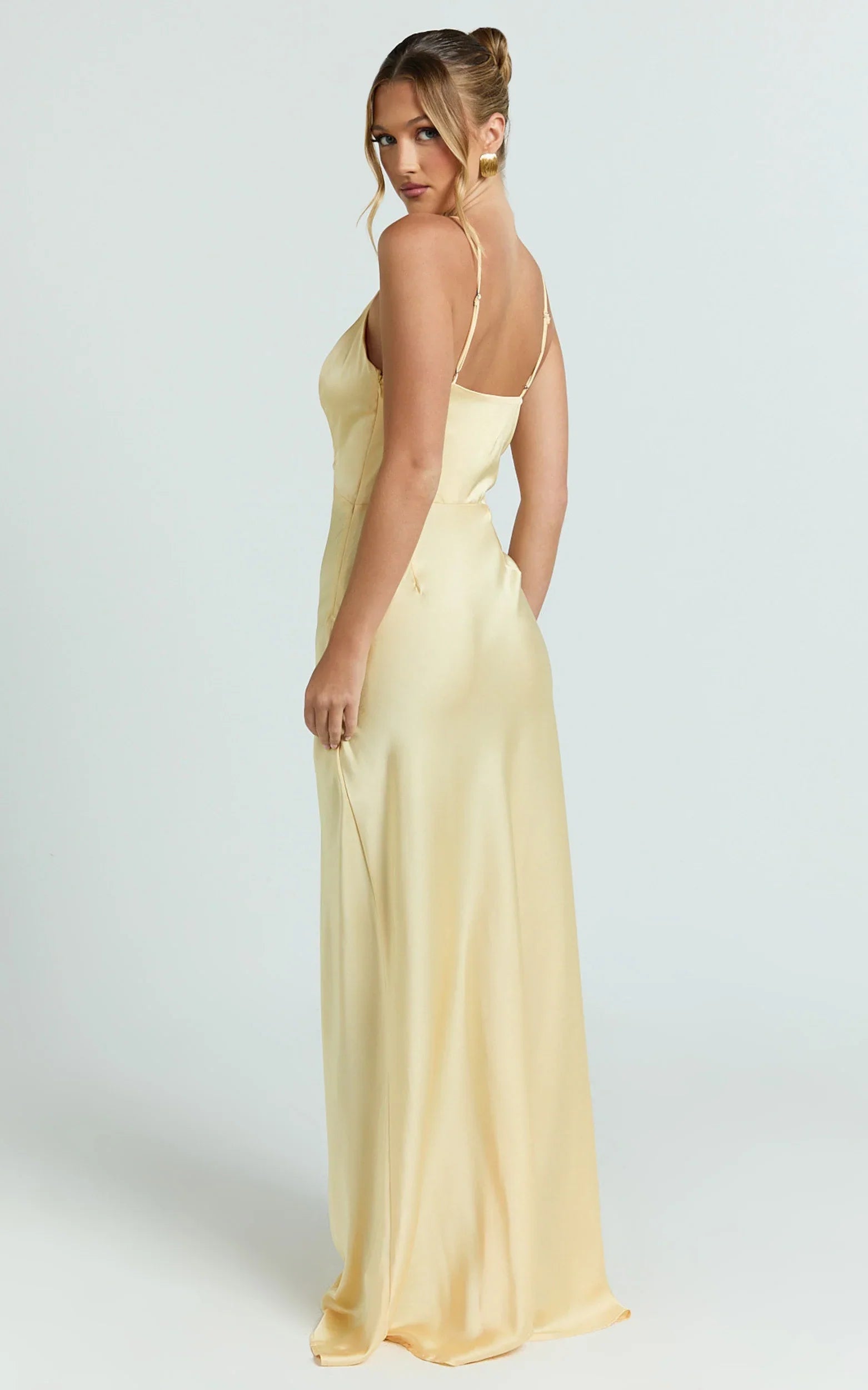 Quincy Maxi Dress - Satin Slip Dress in Lemon