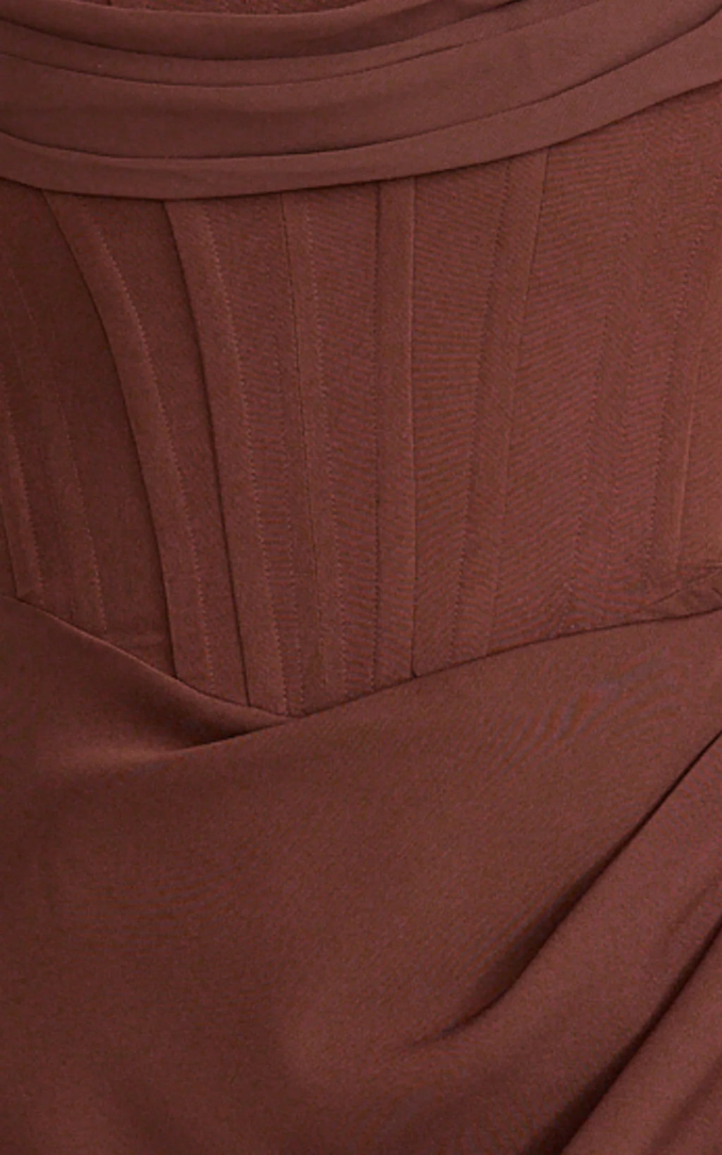 Tara Maxi Dress - Strapless Corset Drape Skirt Dress in Chocolate