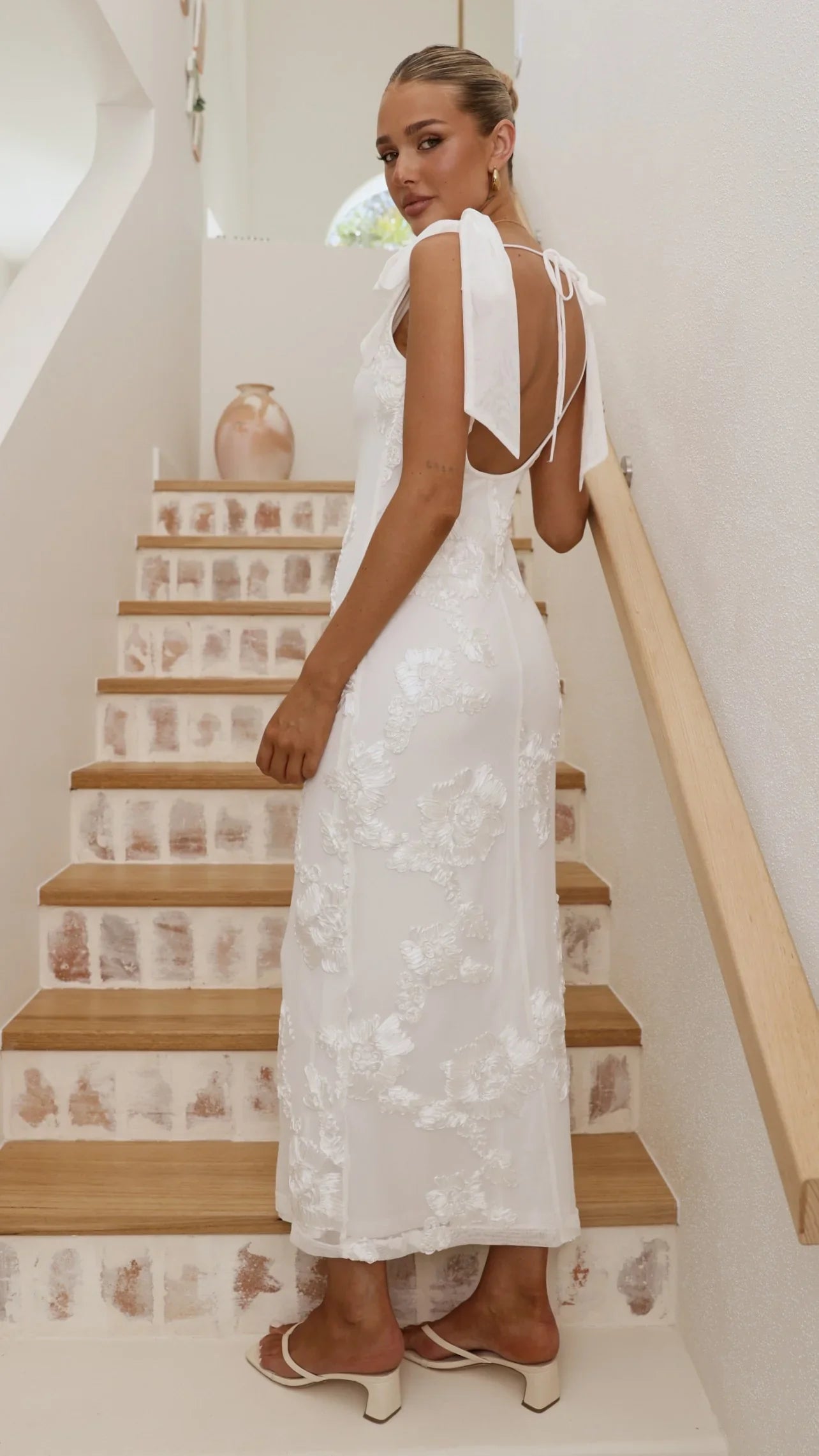 Usha Tie Strap Maxi Dress - White