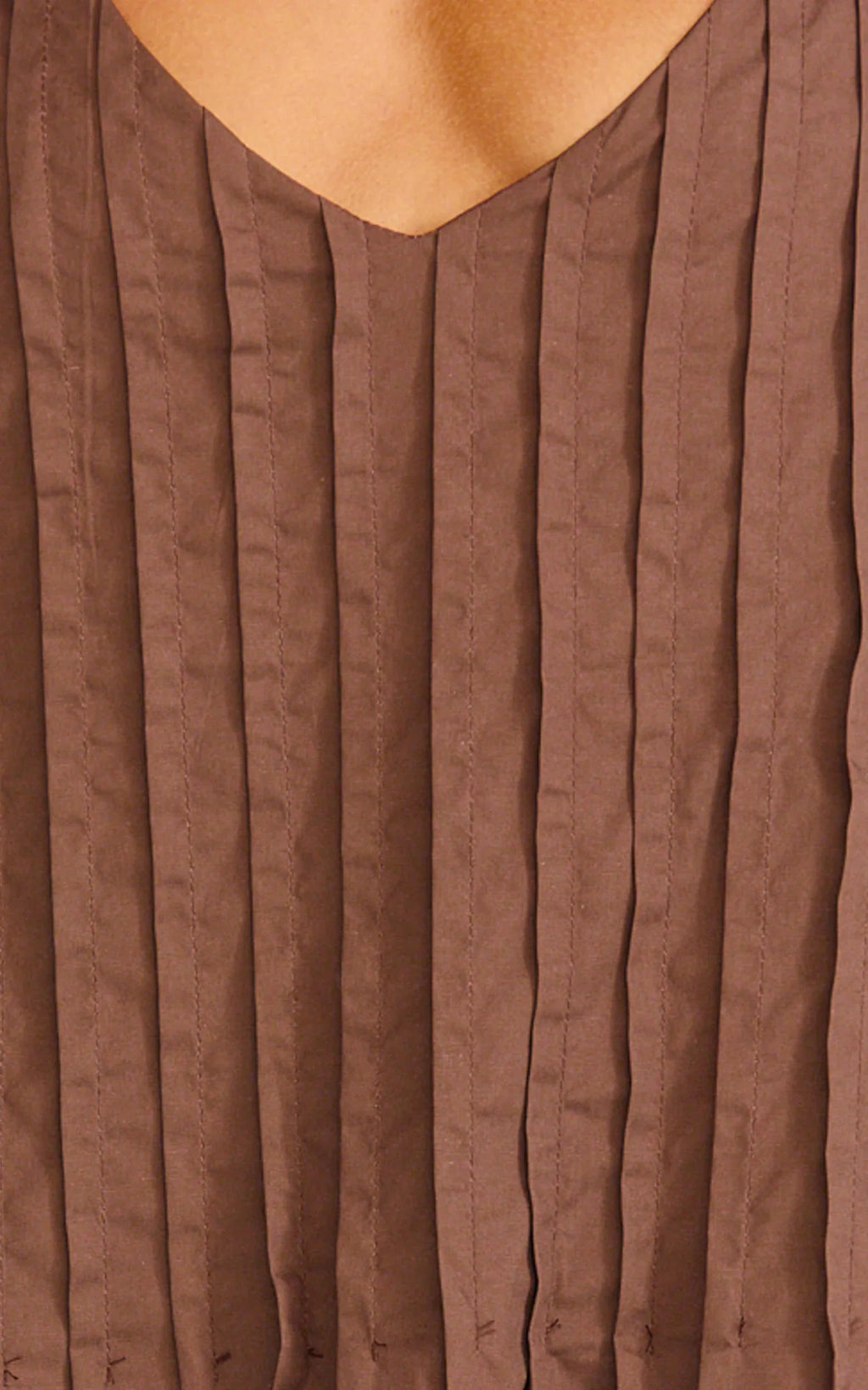 Estelle Maxi Dress - V Neck Pleated Dress in Chocolate