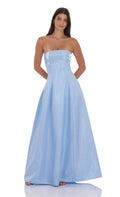 Sheen Empire Waist Maxi Dress in Blue