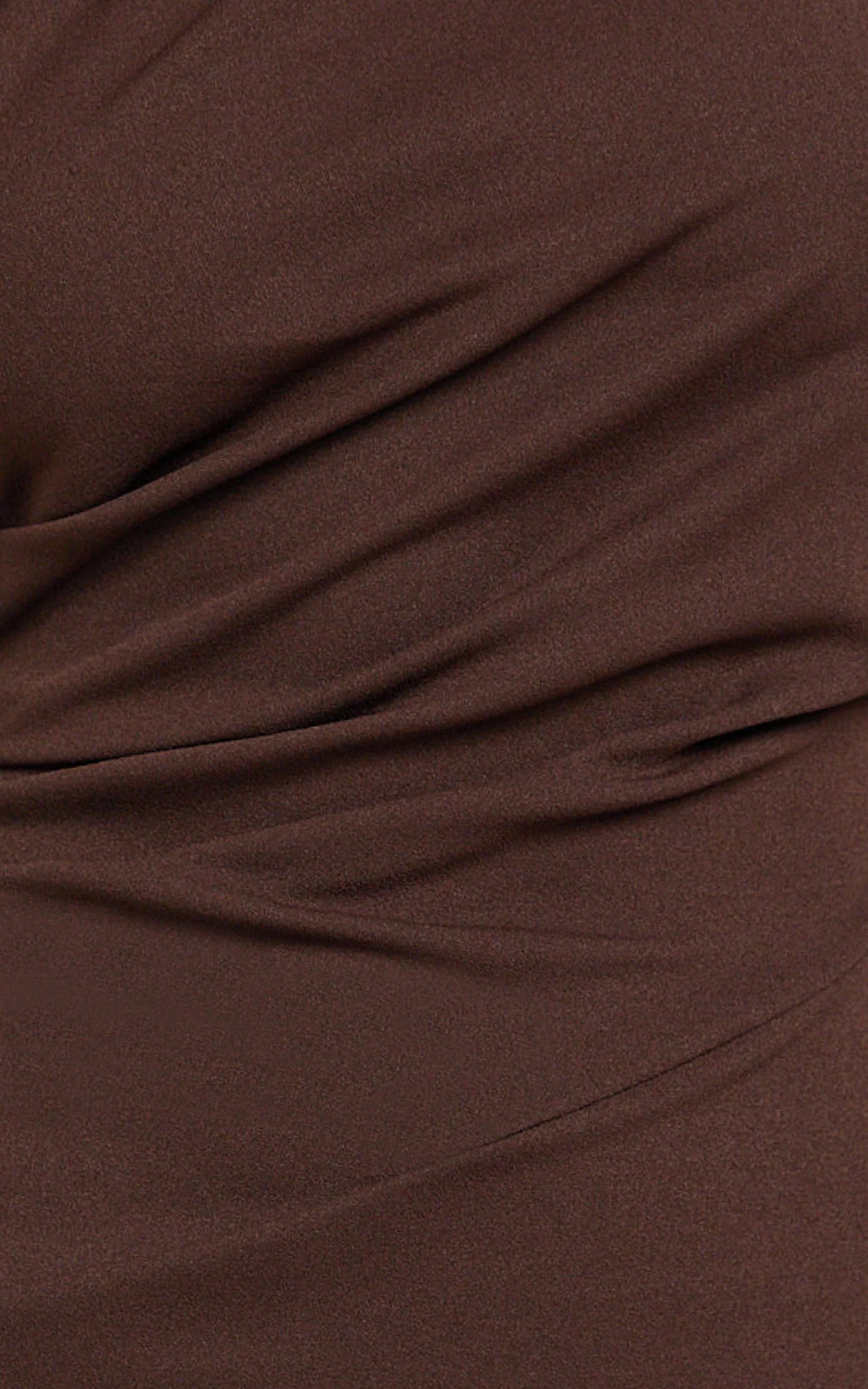 Visenta Midi Dress - Asymmetrical Sleeve Dress in Brown