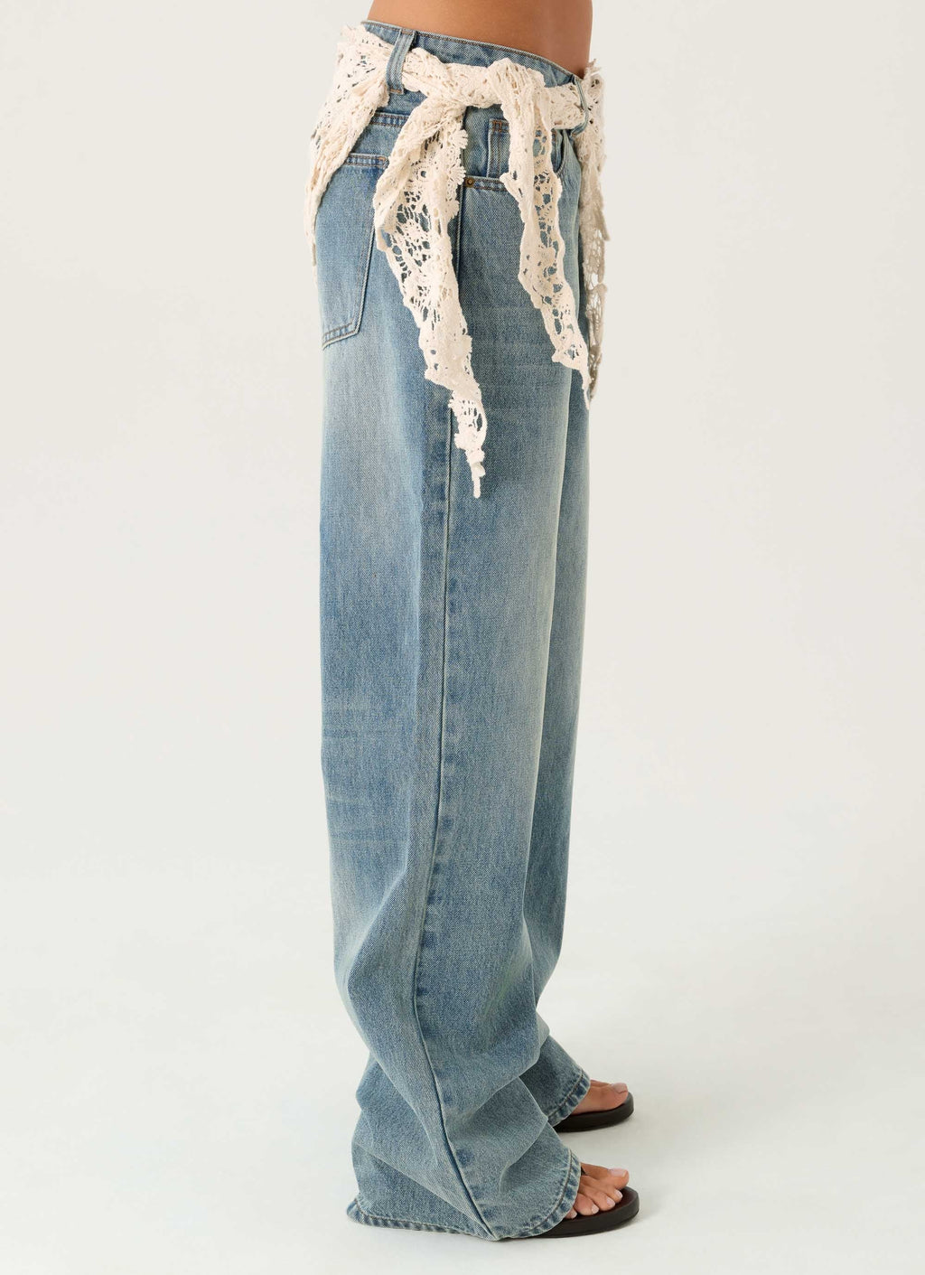 Elaris Scarf Low Rise Denim Jeans - True Denim
