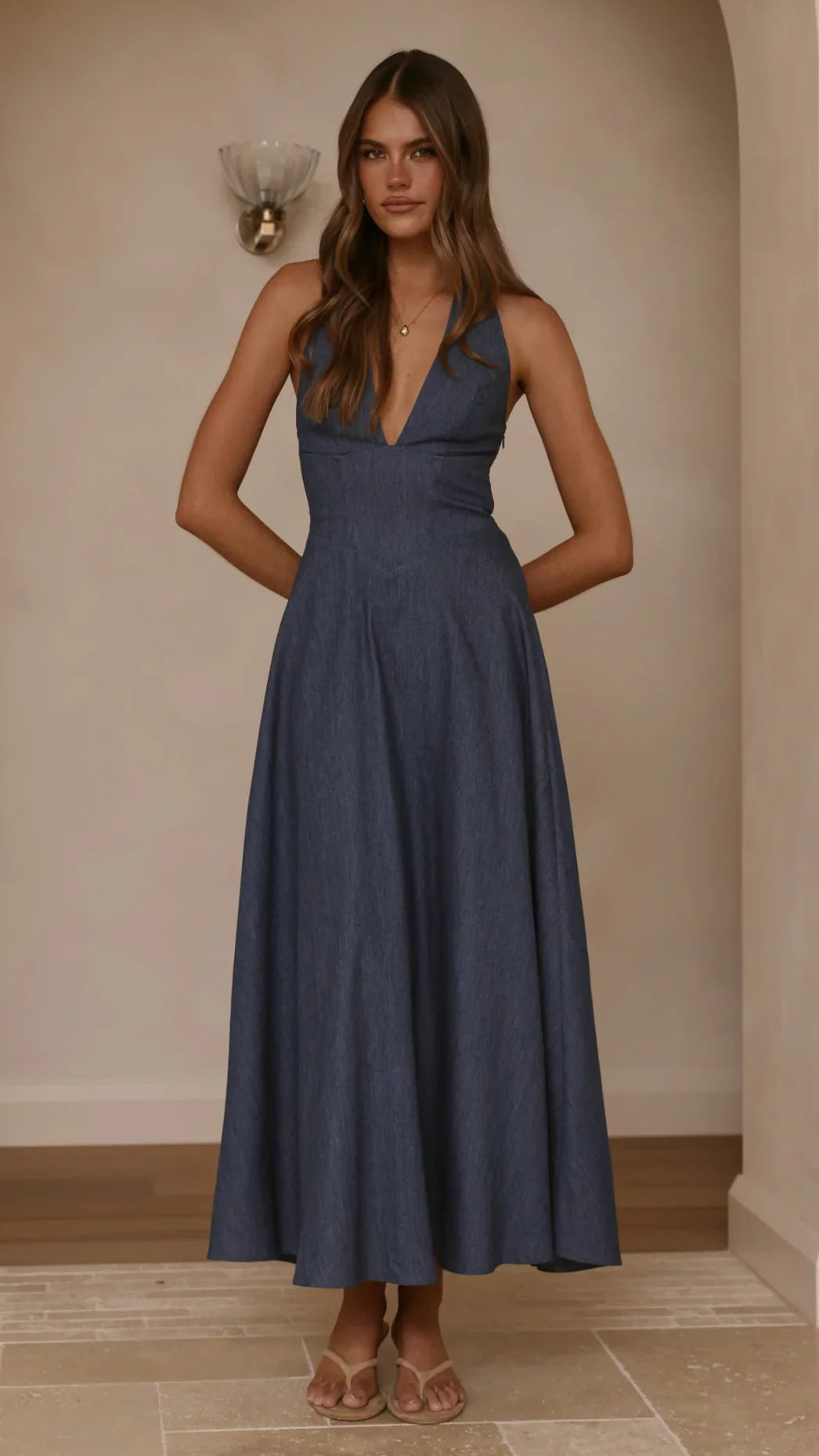 Skye Maxi Dress - Steel Blue