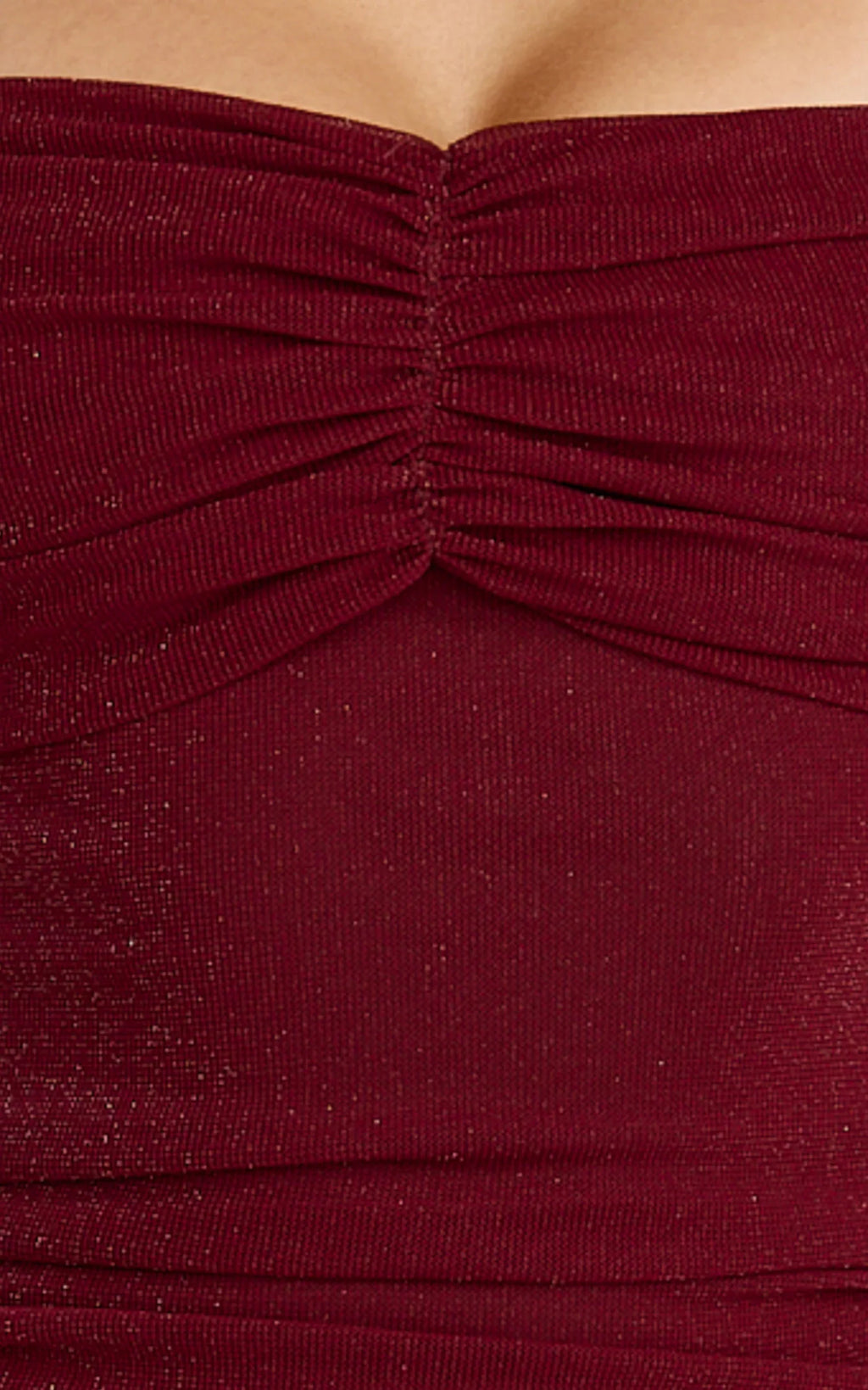 Coraline Mini Dress - Long Sleeve Off Shoulder Lurex Mesh Dress in Wine