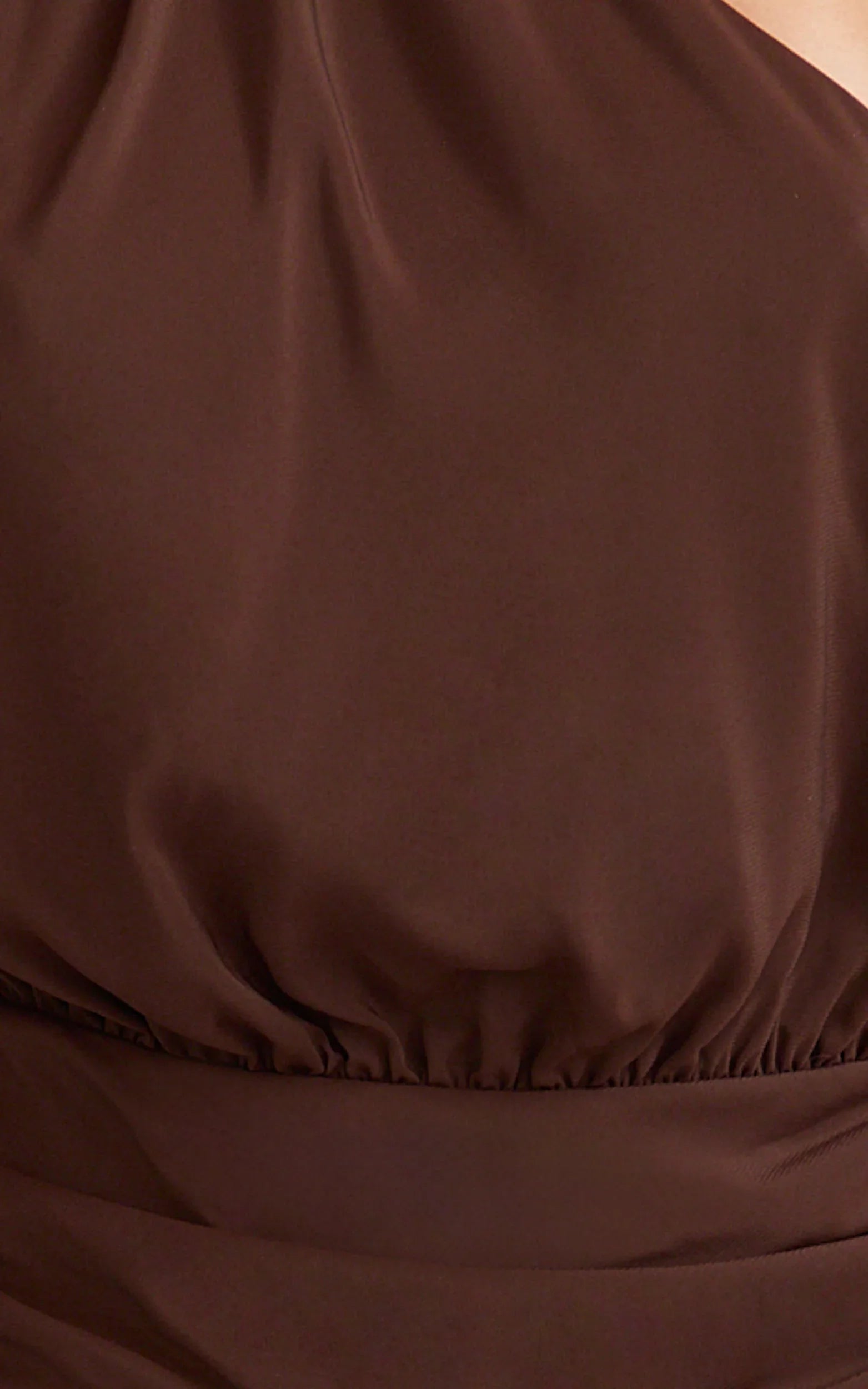 Penelope Mini Dress - Scarf Neck Backless Dress in Chocolate