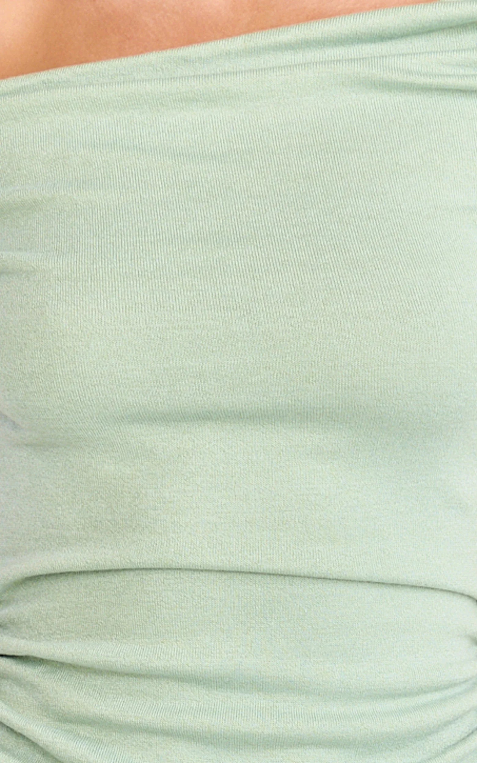 Ophelia Mini Dress - Ruched Off Shoulder Dress in Sage