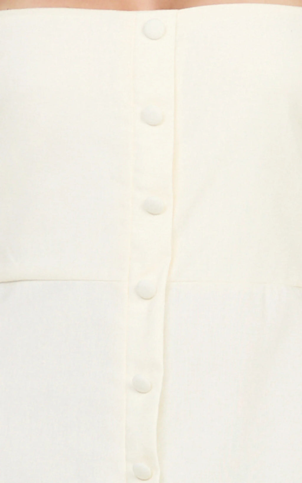 Marla Midi Dress - Square Neck Button Front Shift Dress in Cream