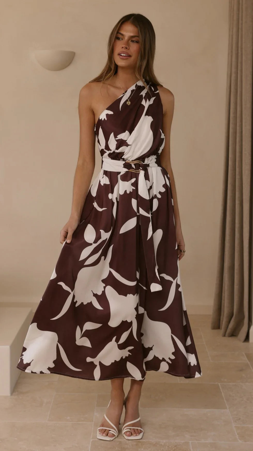 Hadas Maxi Dress - Chocolate/White Print