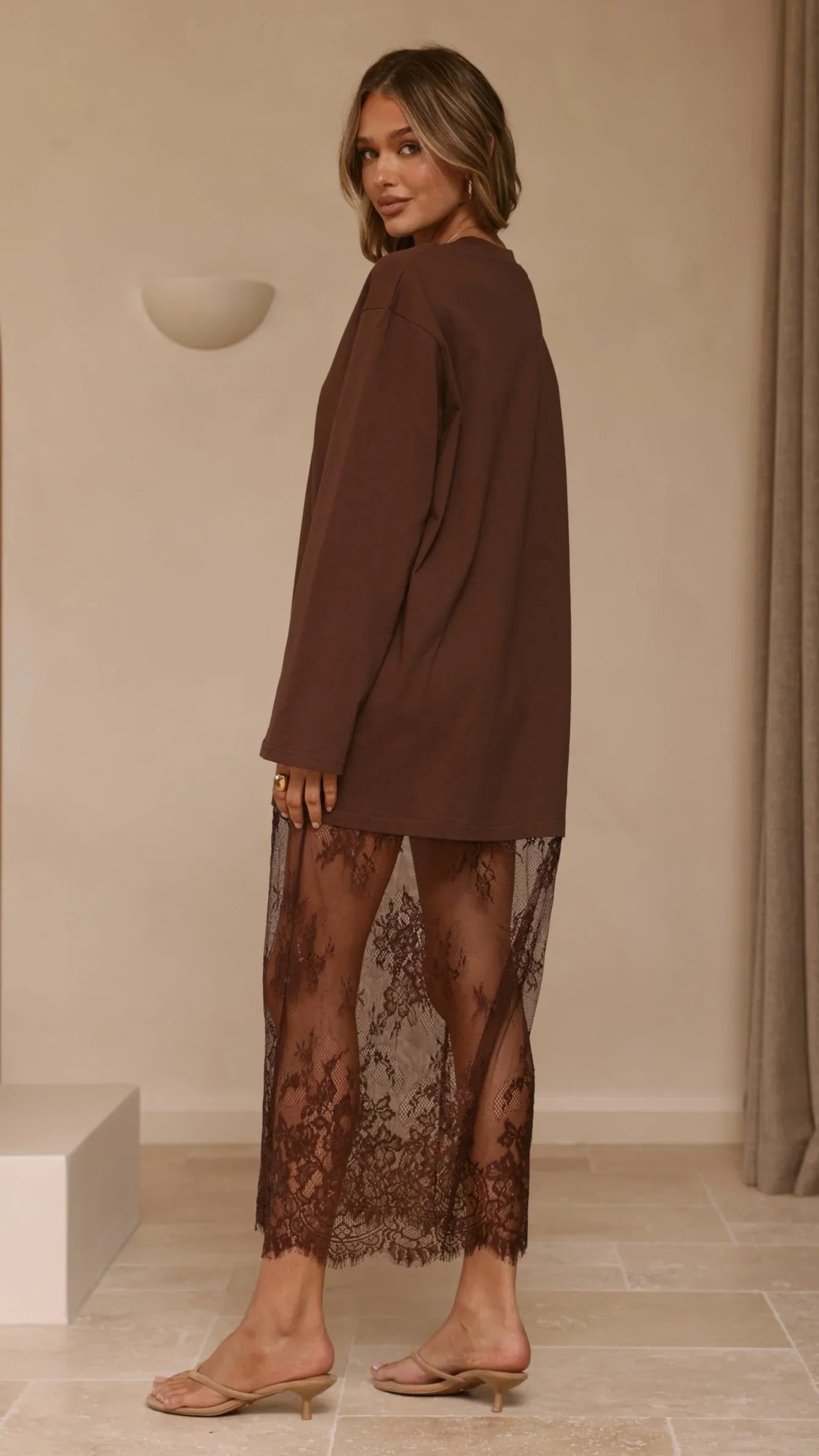 Kailey Lace Maxi Dress - Brown