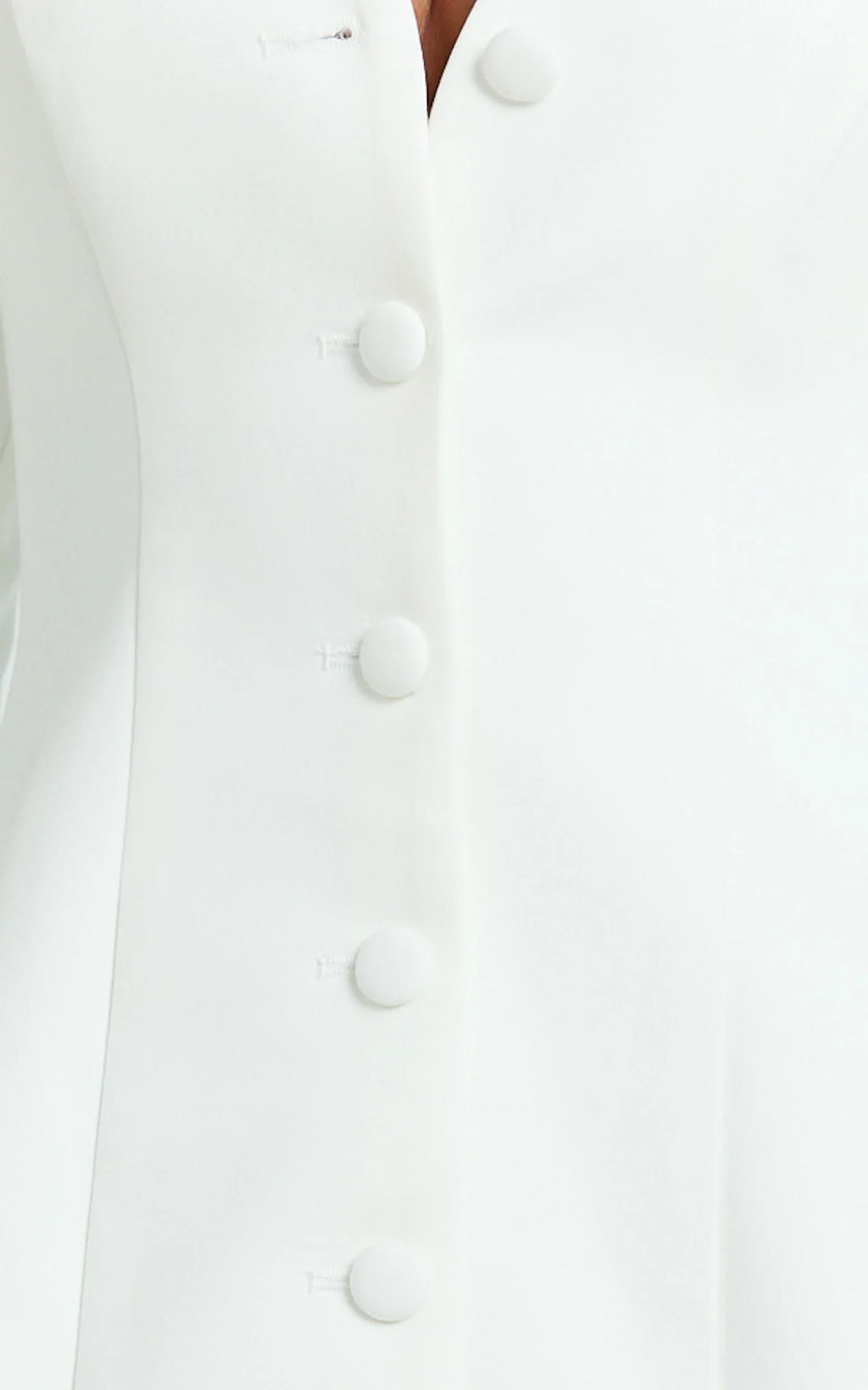 Layton Mini Dress - V Neck Long Sleeve Button Front Tulip Skirt Dress in White
