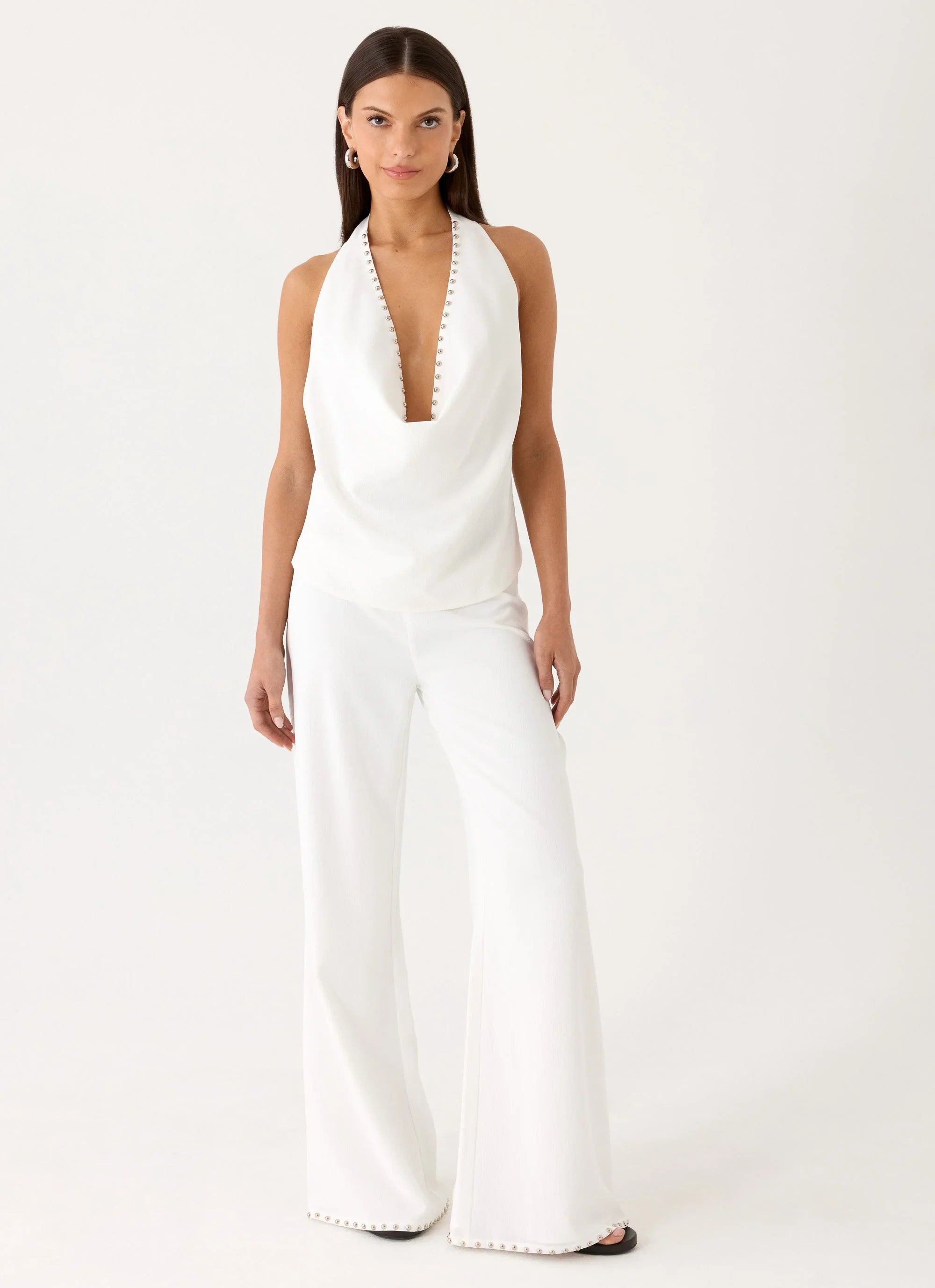 Ashika Studded Pants - White