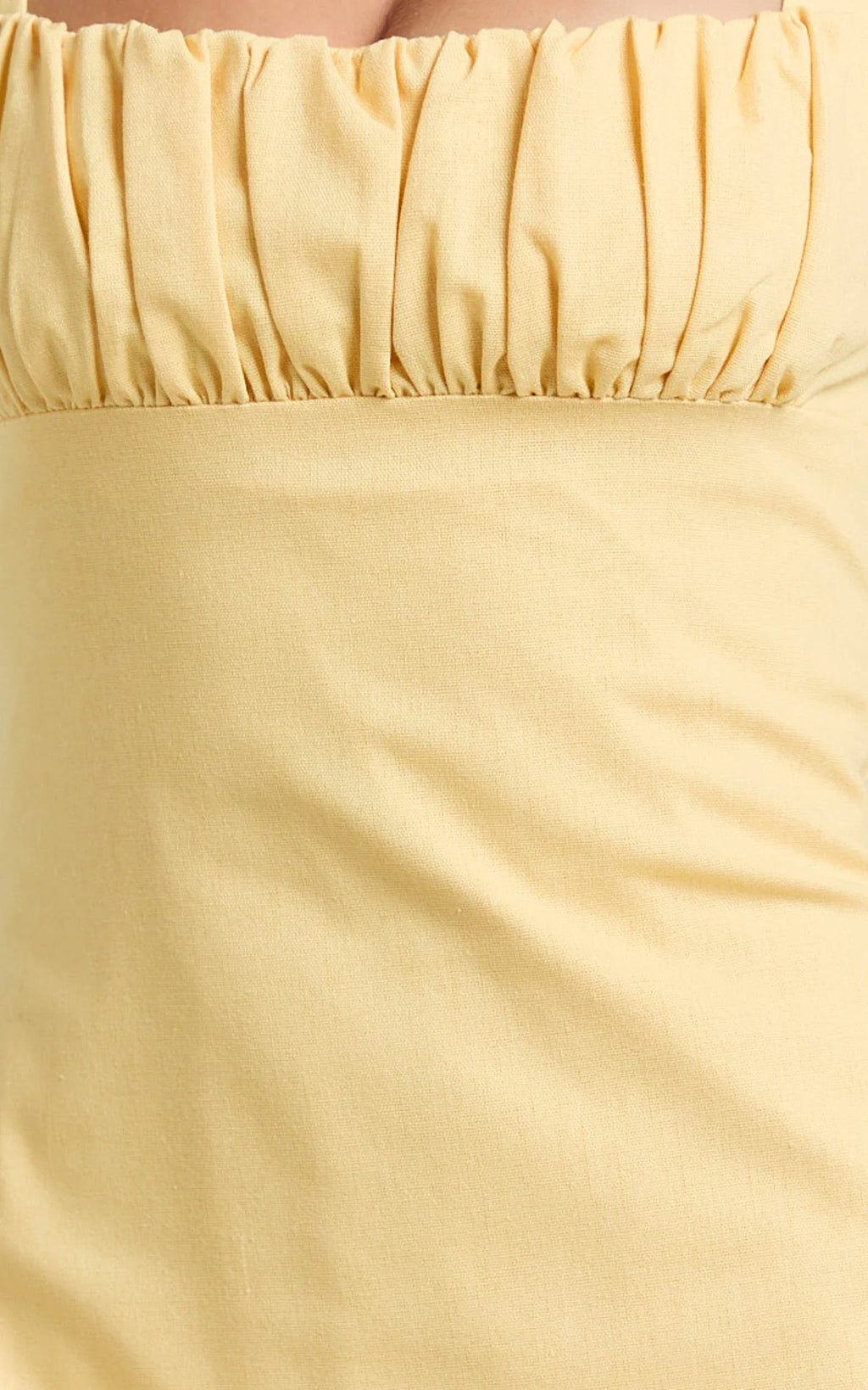 Welmina Mini Dress - Square Neck Front Placket Dress in Lemon