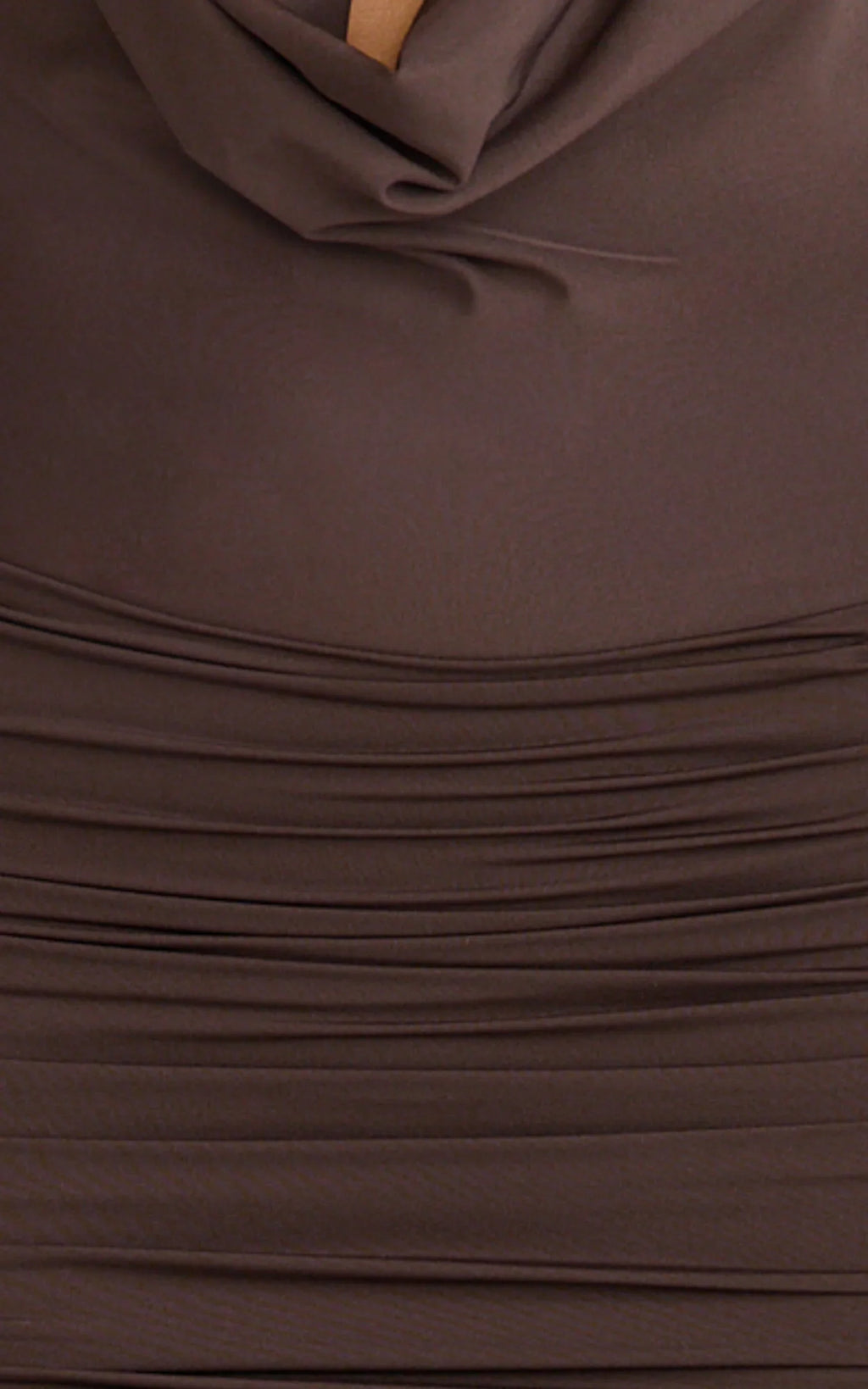 Janice Maxi Dress - Plunge Cowl Halter High Leg Split Dress in Chocolate