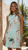 Rafiki Mini Dress - Aqua/White Floral