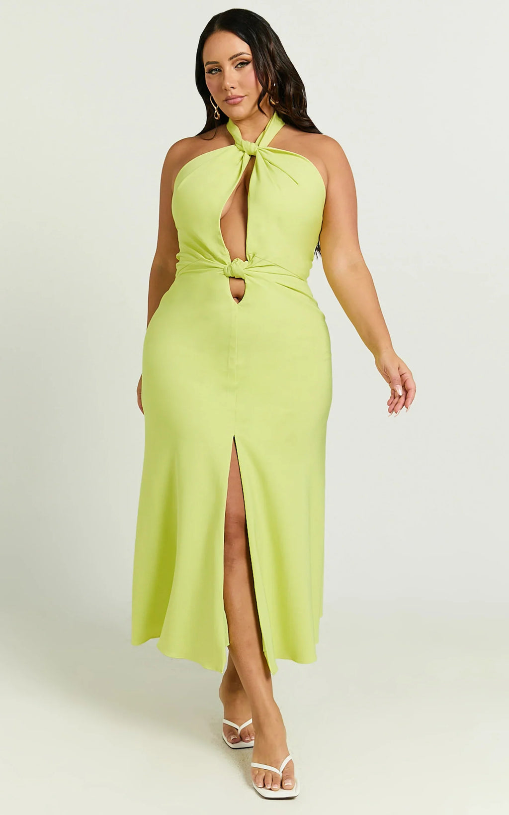 Amalie The Label - Levine Halter Front Cut Out Midi Dress - In Citrus