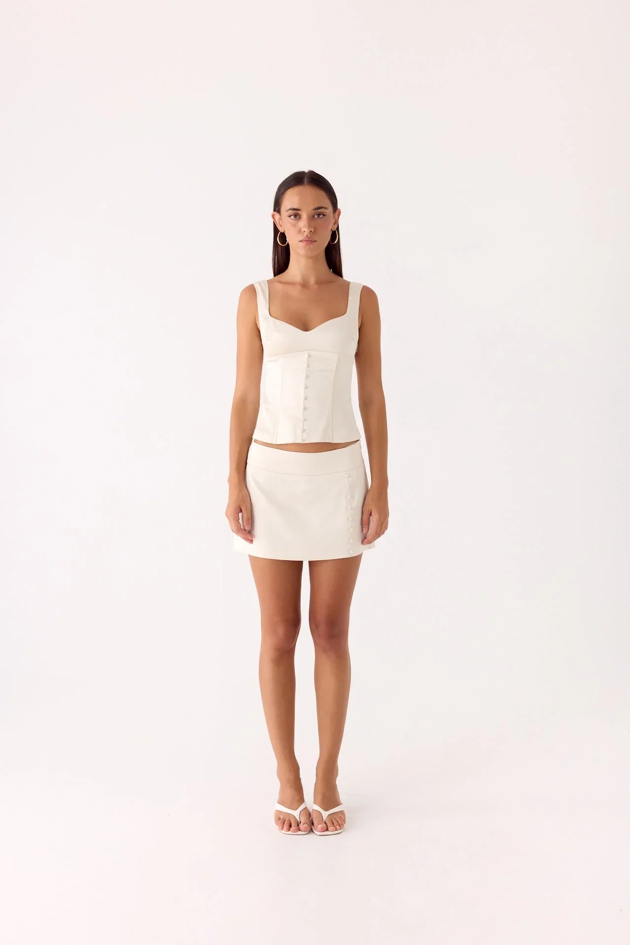 Posy Satin Top - Ivory