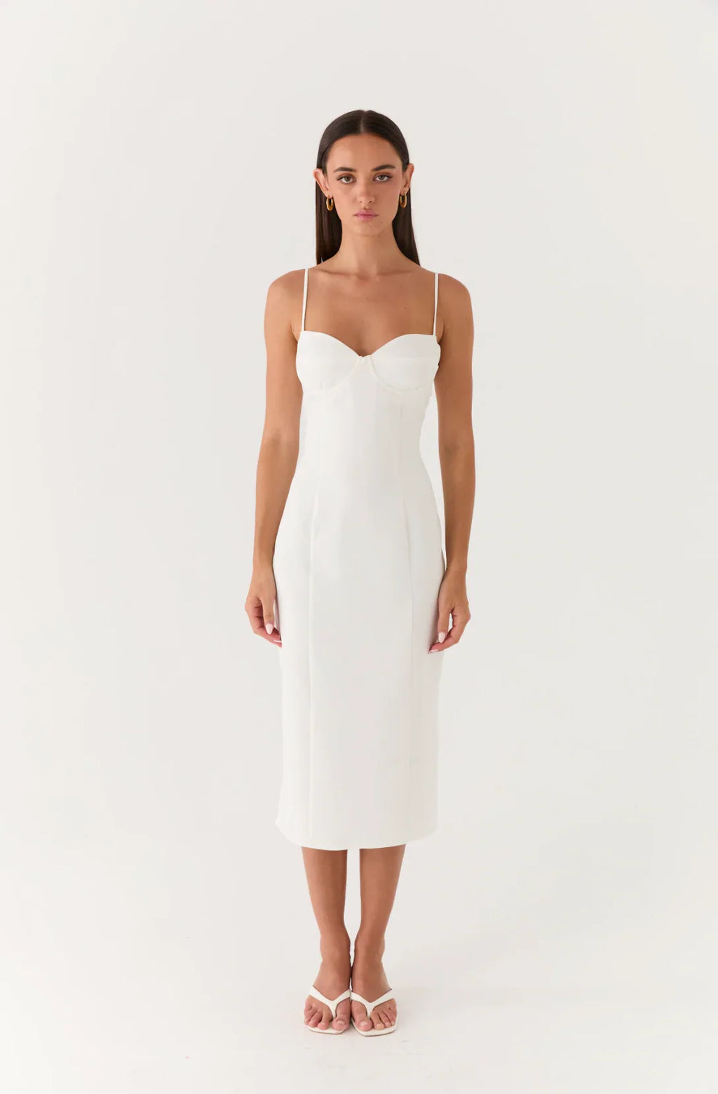 Asling Bustier Midi Dress - White