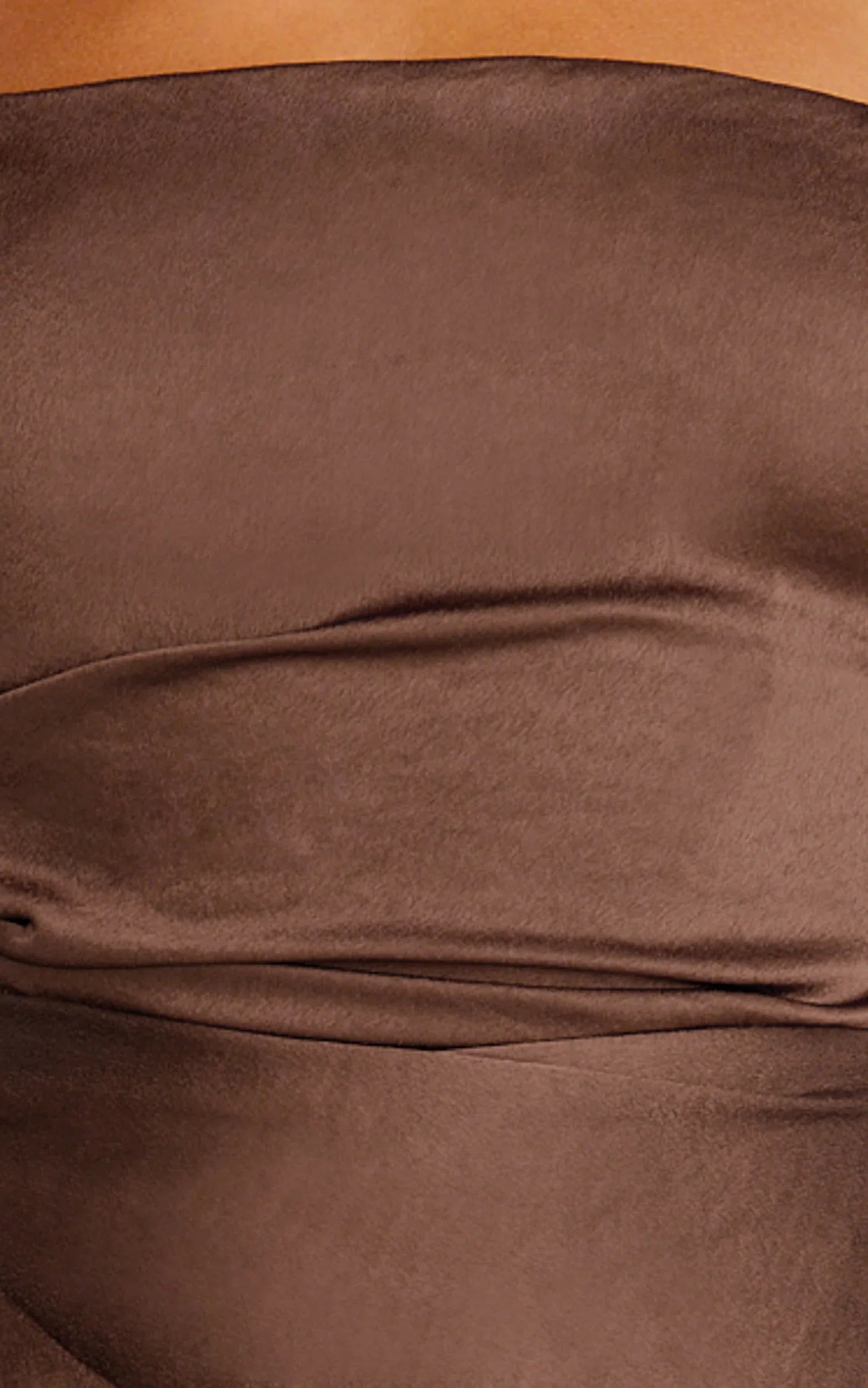 Rumi Maxi Dress - Ruched Bodice Satin Dress in Chocolate